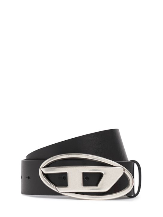 Diesel: 4cm D leather buckle belt - Black - men_0 | Luisa Via Roma