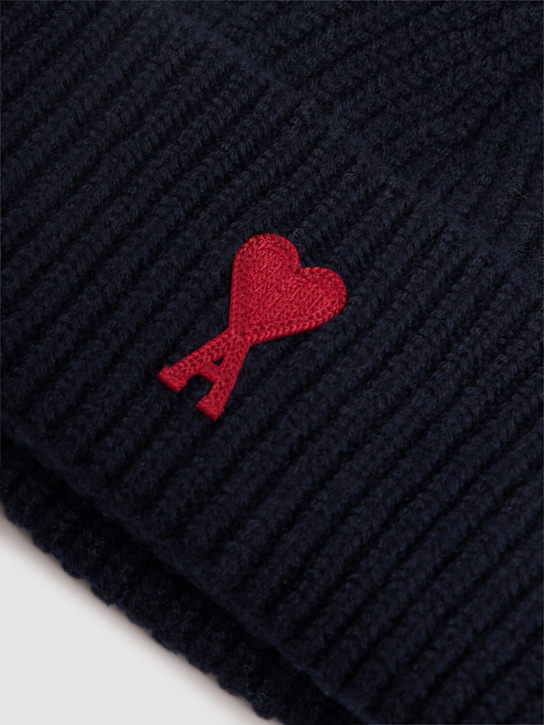 AMI Paris: ADC wool beanie - Navy/Red - women_1 | Luisa Via Roma