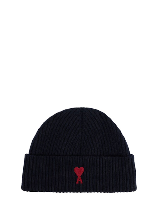 AMI Paris: ADC wool beanie - Navy/Red - women_0 | Luisa Via Roma