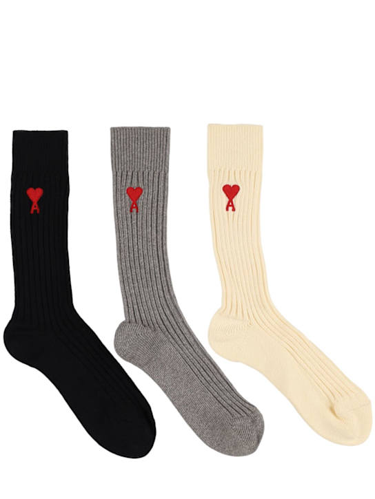 AMI Paris: Pack of 3 ADC cotton blend socks - women_0 | Luisa Via Roma