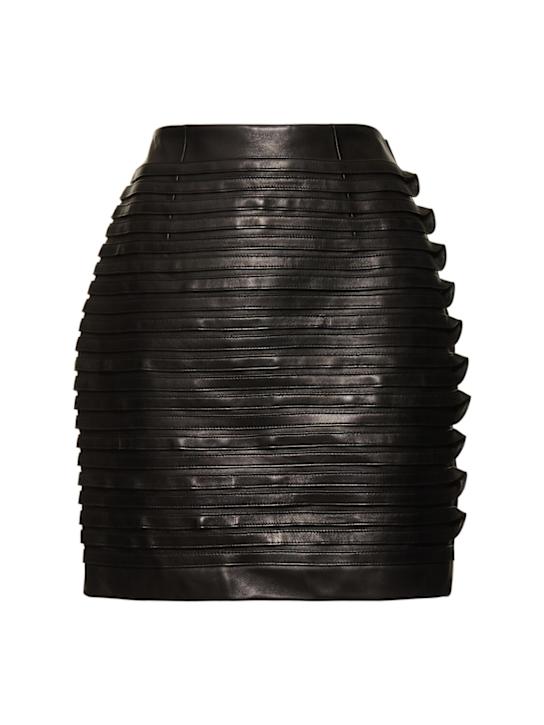 Versace: Plongé leather mini skirt - Black - women_0 | Luisa Via Roma