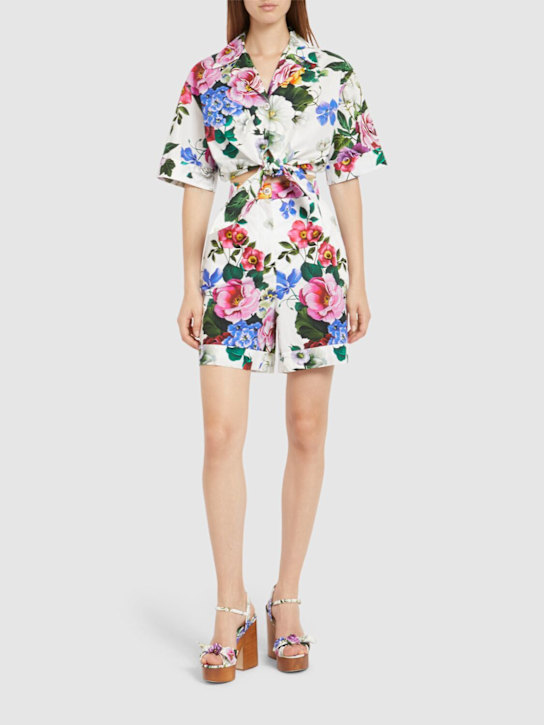 Printed poplin cropped shirt - Thumbnail 2