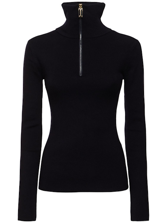 Victoria Beckham: ハイネックウールブレンドトップ - women_0 | Luisa Via Roma