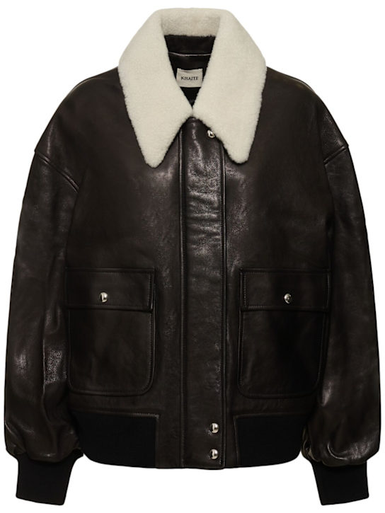 Khaite: Sheller leather jacket - Black - women_0 | Luisa Via Roma