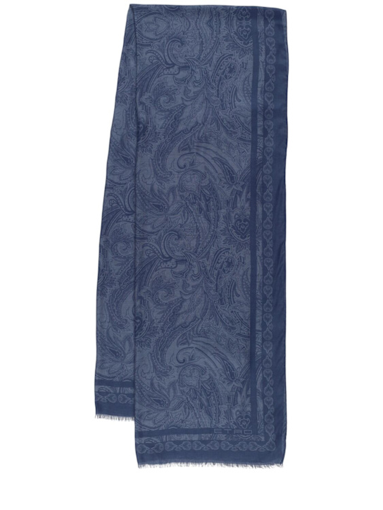 Etro: Modal & cashmere scarf - Blue - men_0 | Luisa Via Roma