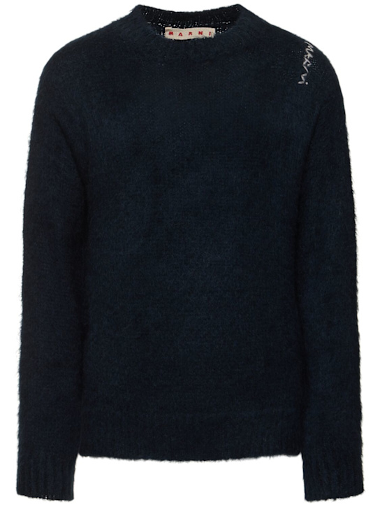 Marni: Pullover mit Rundhalsausschnitt - Midnight Blue - men_0 | Luisa Via Roma