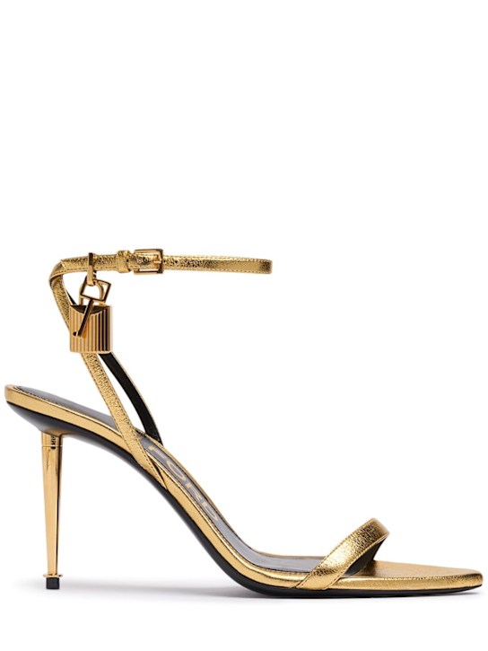 Tom Ford: 85mm Padlock metallic leather sandals - Gold - women_0 | Luisa Via Roma