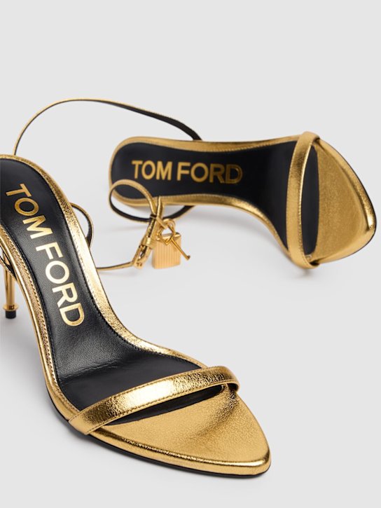 Tom Ford: 85mm Padlock metallic leather sandals - Gold - women_1 | Luisa Via Roma