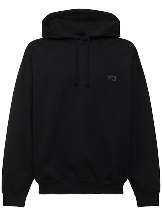 Y-3: Cotton blend flannel hoodie - men_0 | Luisa Via Roma