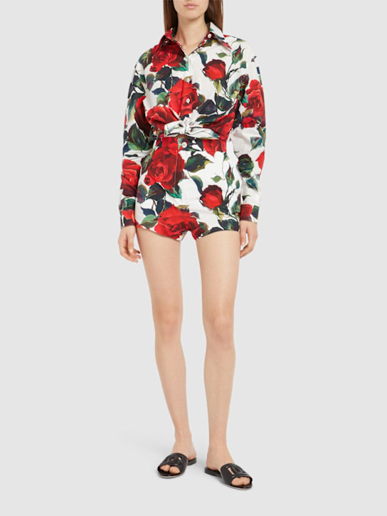 Dolce&Gabbana: Rose printed poplin shorts - women_1 | Luisa Via Roma