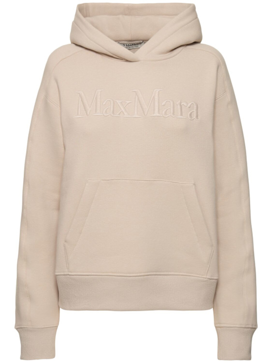 'S Max Mara: Malva logo embroidery jersey hoodie - Ecru - women_0 | Luisa Via Roma