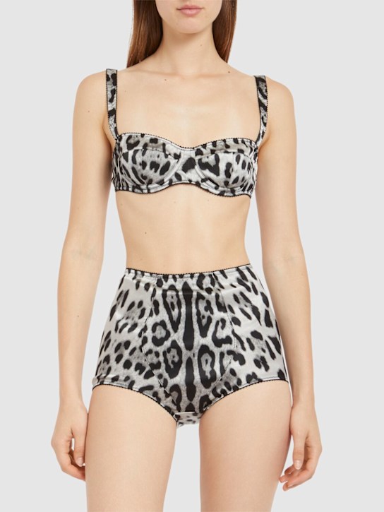 Leo print stretch satin briefs - Thumbnail 2
