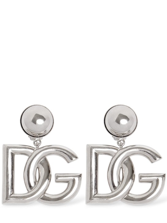 Dolce&Gabbana: DG Pop big clip-on earrings - Silver - women_0 | Luisa Via Roma