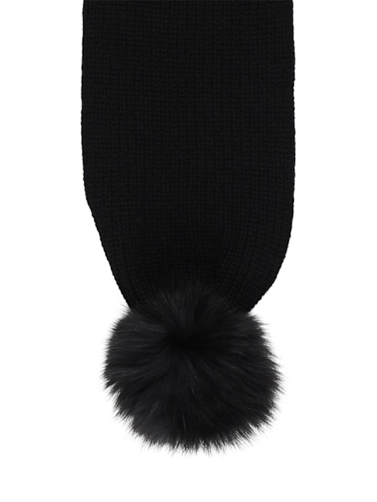 Yves Salomon Enfant: Cashmere knit scarf w/fur - Black - kids-girls_1 | Luisa Via Roma