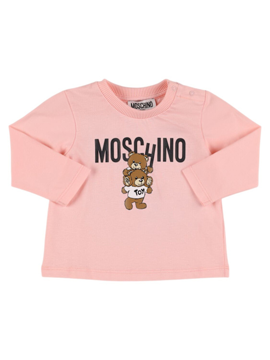Moschino: コットンジャージー長袖Tシャツ - kids-girls_0 | Luisa Via Roma