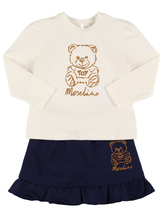 Moschino: ストレッチコットン長袖トップ&スカート - kids-girls_0 | Luisa Via Roma
