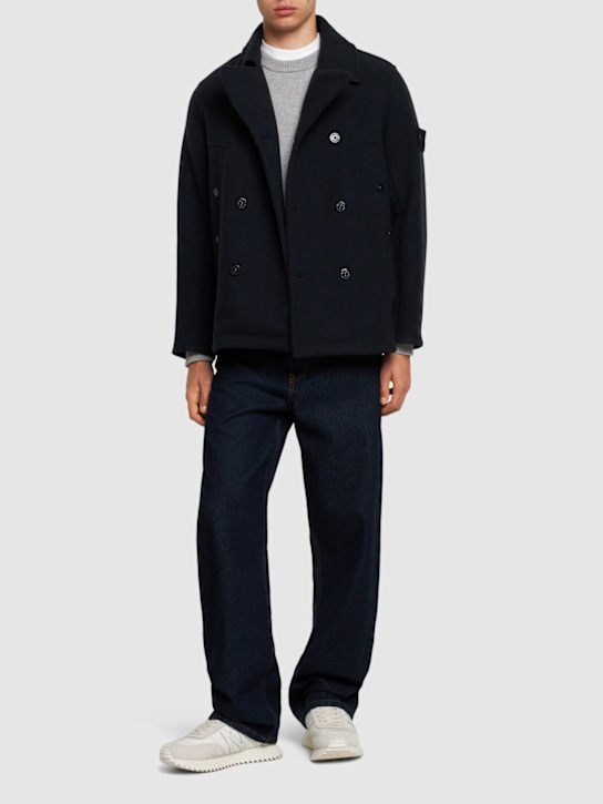 Stone Island: Ghost cashmere blend peacoat - Navy - men_1 | Luisa Via Roma