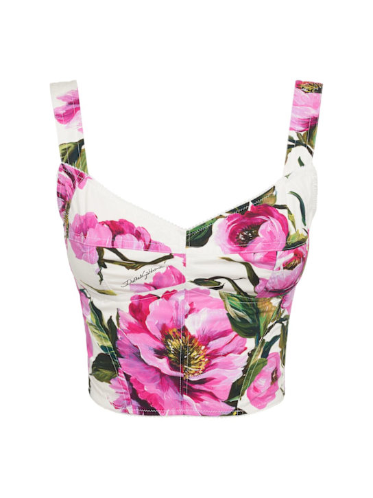 Dolce&Gabbana: Printed poplin bustier top - women_0 | Luisa Via Roma