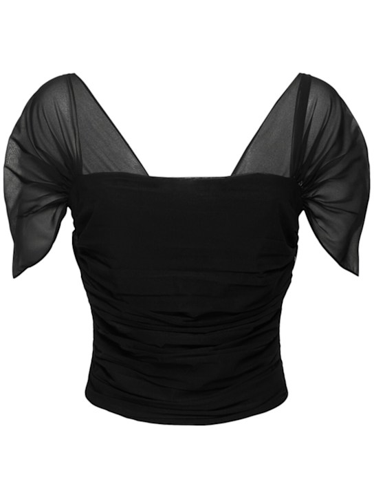 Giuseppe Di Morabito: Top in misto seta - Nero - women_0 | Luisa Via Roma