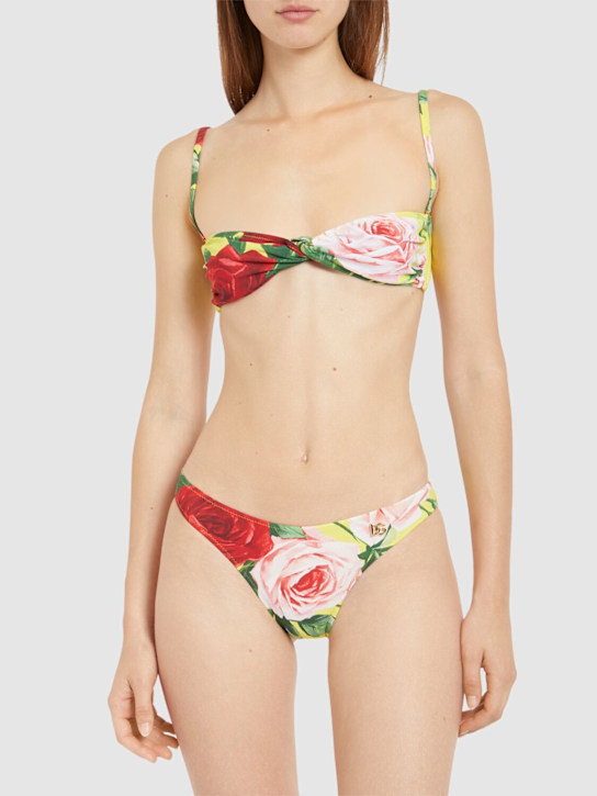 Dolce&Gabbana: Rose printed jersey bikini set - women_1 | Luisa Via Roma