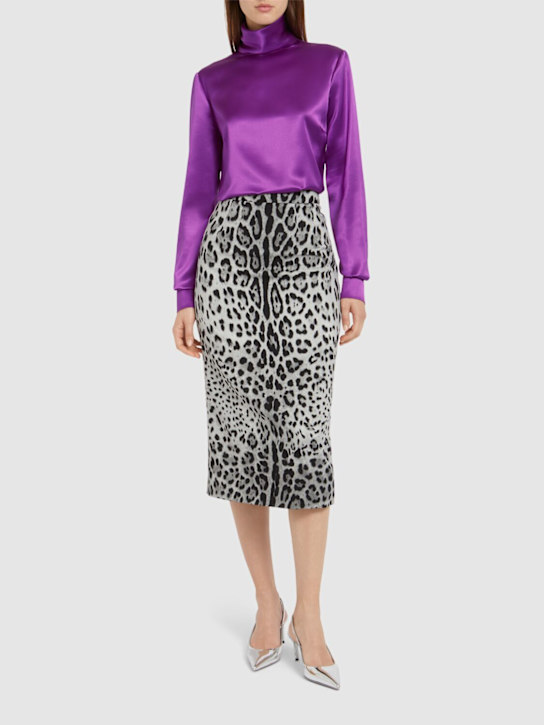 Silk satin turtleneck shirt - Thumbnail 2