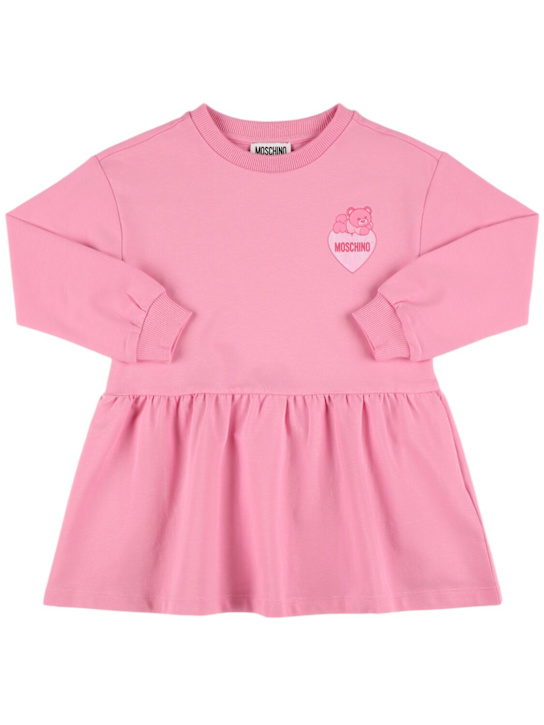 Moschino: Kleid aus Baumwollfleece mit Druck - Rosa - kids-girls_0 | Luisa Via Roma