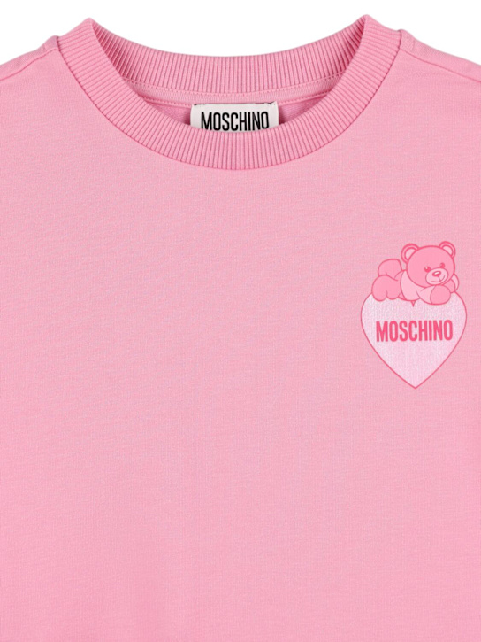 Moschino: Kleid aus Baumwollfleece mit Druck - Rosa - kids-girls_1 | Luisa Via Roma