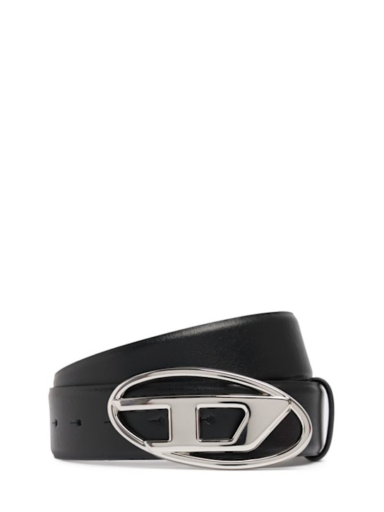 Diesel: 4cm 1DR leather belt - Black - men_0 | Luisa Via Roma