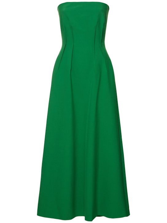 Elie Saab: Robe midi en cady plissé - Vert - women_0 | Luisa Via Roma