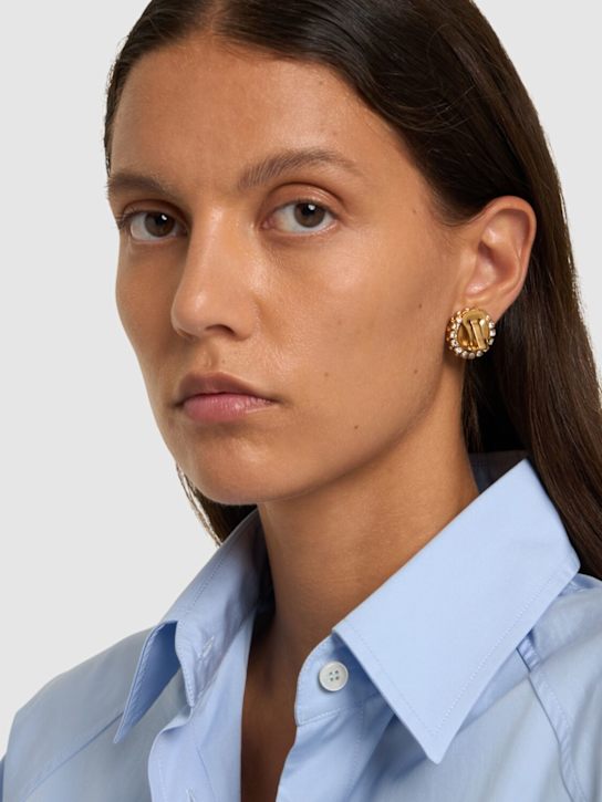 Moschino: Button clip-on earrings - Oro Vecchio - women_1 | Luisa Via Roma