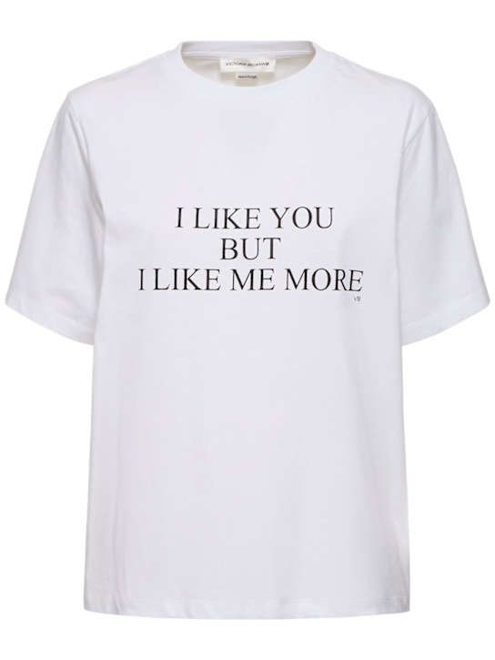 Victoria Beckham: Slogan コットンTシャツ - women_0 | Luisa Via Roma