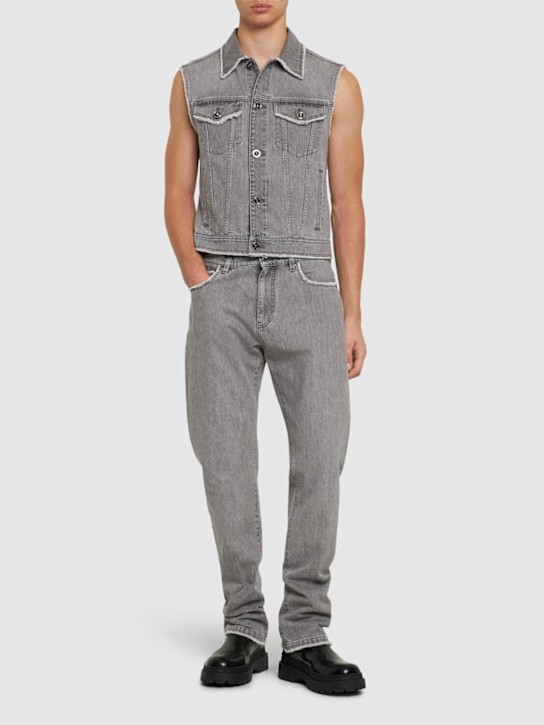 Versace: Stonewashed denim vest - men_1 | Luisa Via Roma