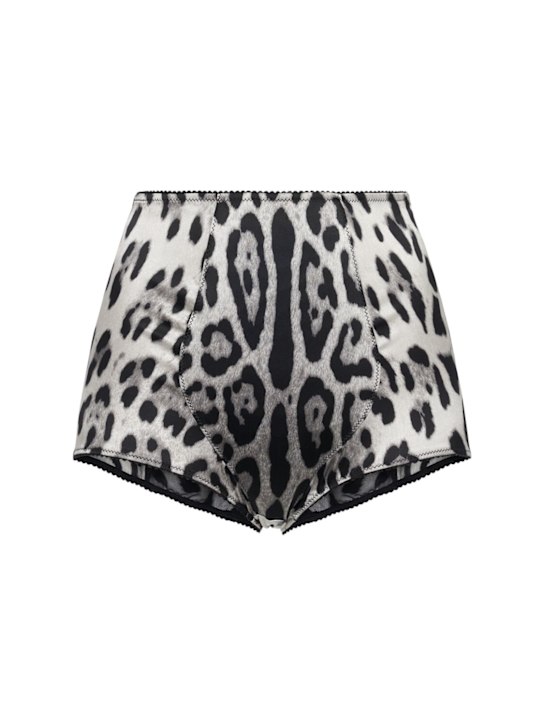Leo print stretch satin briefs