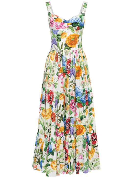 Dolce&Gabbana: Printed poplin long dress - women_0 | Luisa Via Roma