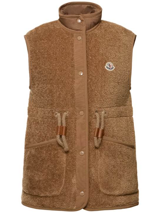 Moncler: Gilet en teddy Bost - Marron - women_0 | Luisa Via Roma