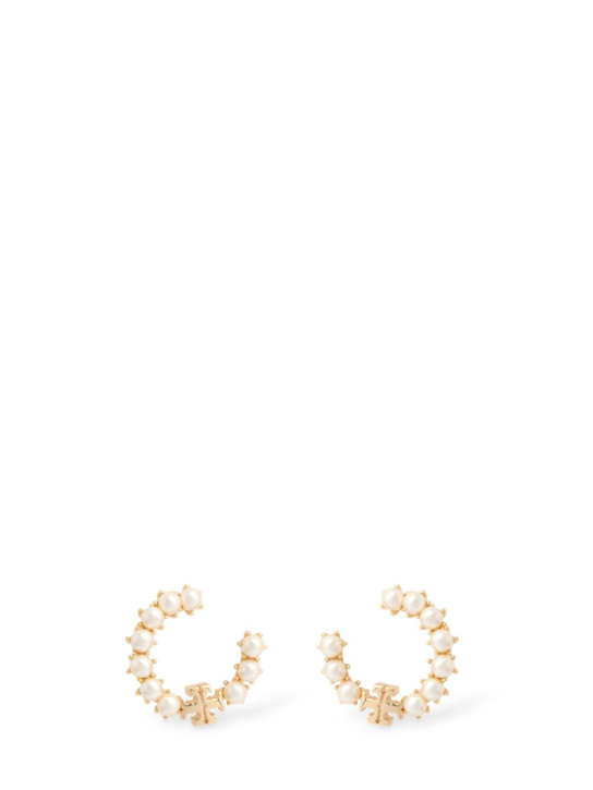 Tory Burch: Kira faux pearl loop earrings - women_0 | Luisa Via Roma
