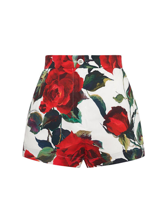 Dolce&Gabbana: Rose printed poplin shorts - women_0 | Luisa Via Roma
