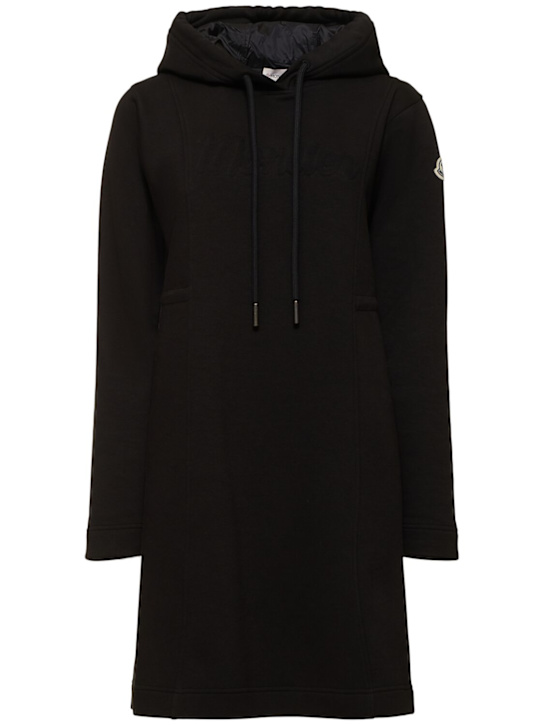 Moncler: Hooded cotton blend mini dress - women_0 | Luisa Via Roma