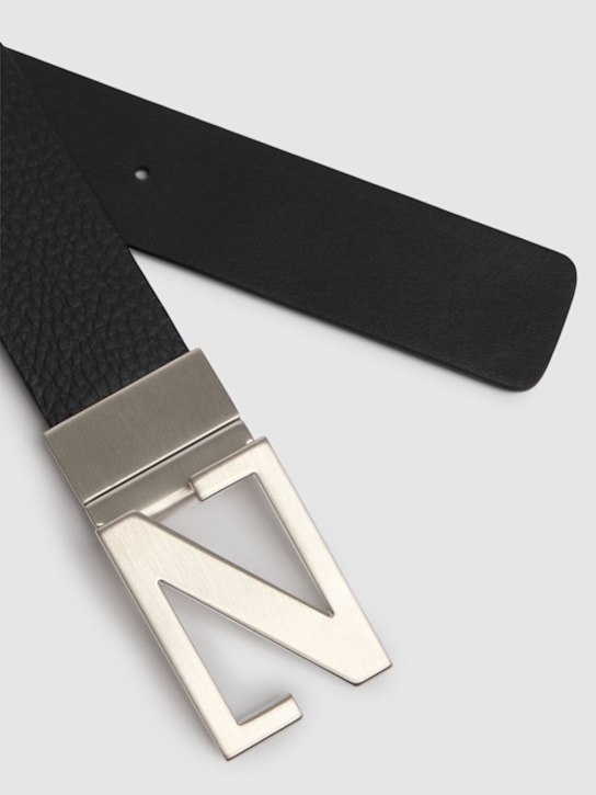 Zegna: 35mm Z reversible leather belt - Black - men_2 | Luisa Via Roma