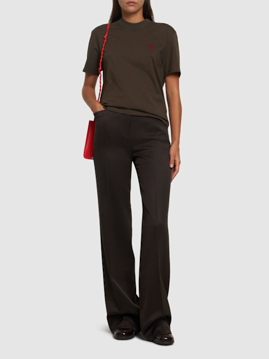 AMI Paris: Logo cotton jersey t-shirt - women_1 | Luisa Via Roma