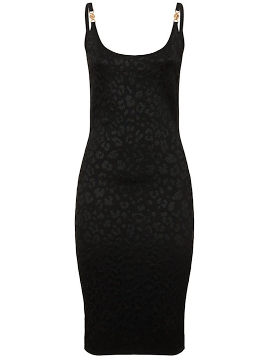 Versace: Leopard knit midi dress - women_0 | Luisa Via Roma