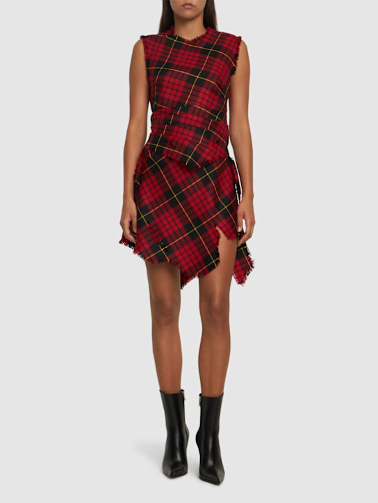 Alexander McQueen: Wool tartan mini dress - Red/Black - women_1 | Luisa Via Roma