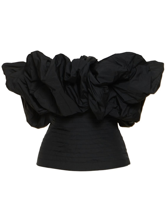 Elie Saab: Taffeta off-shoulder puff sleeve top - Black - women_0 | Luisa Via Roma