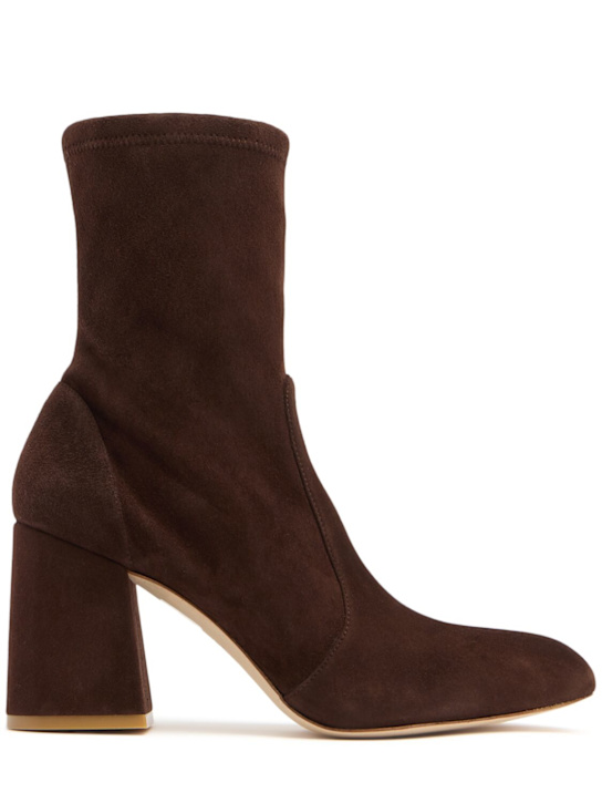 Stuart Weitzman: 85mm Flareblock suede ankle boots - women_0 | Luisa Via Roma