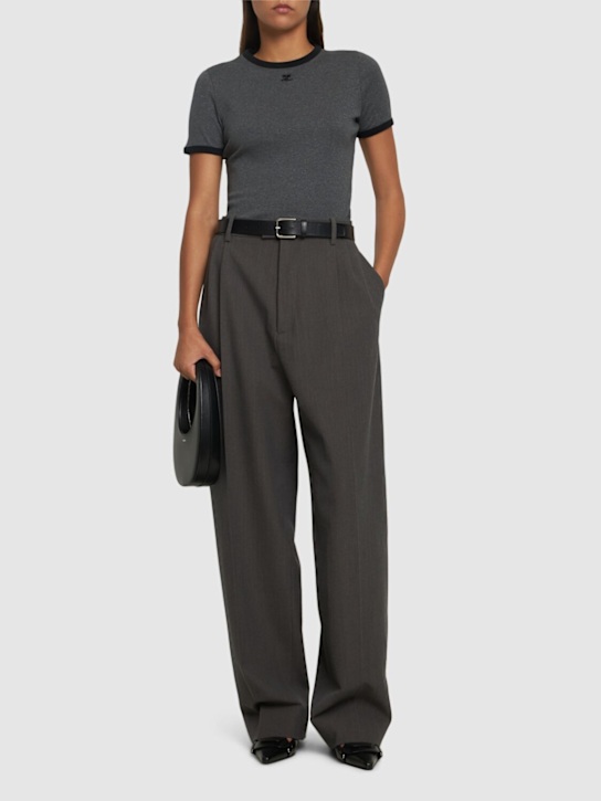 Courrèges: Signature cotton contrast t-shirt - women_1 | Luisa Via Roma