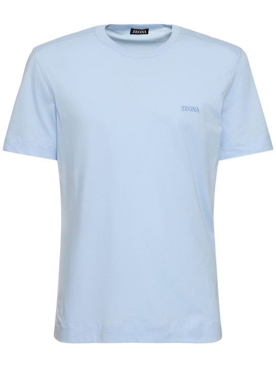 Zegna: Pure cotton jersey regular fit t-shirt - men_0 | Luisa Via Roma