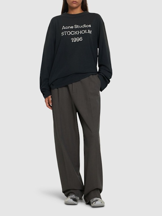 Acne Studios: Edden U 1996 コットンブレンドTシャツ - ウォッシュドブラック - women_1 | Luisa Via Roma