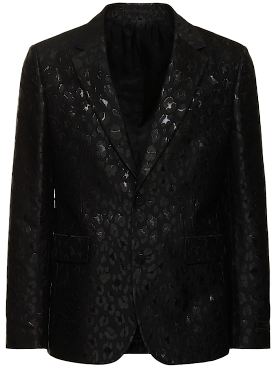 Versace: Lurex leopard jacquard blazer - men_0 | Luisa Via Roma