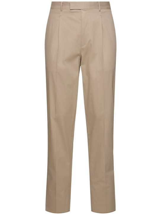 Zegna: Single pleat premium cotton blend pants - men_0 | Luisa Via Roma