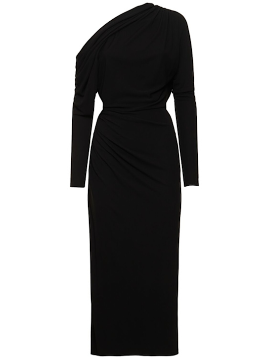 Elie Saab: Vestito midi in jersey - Nero - women_0 | Luisa Via Roma